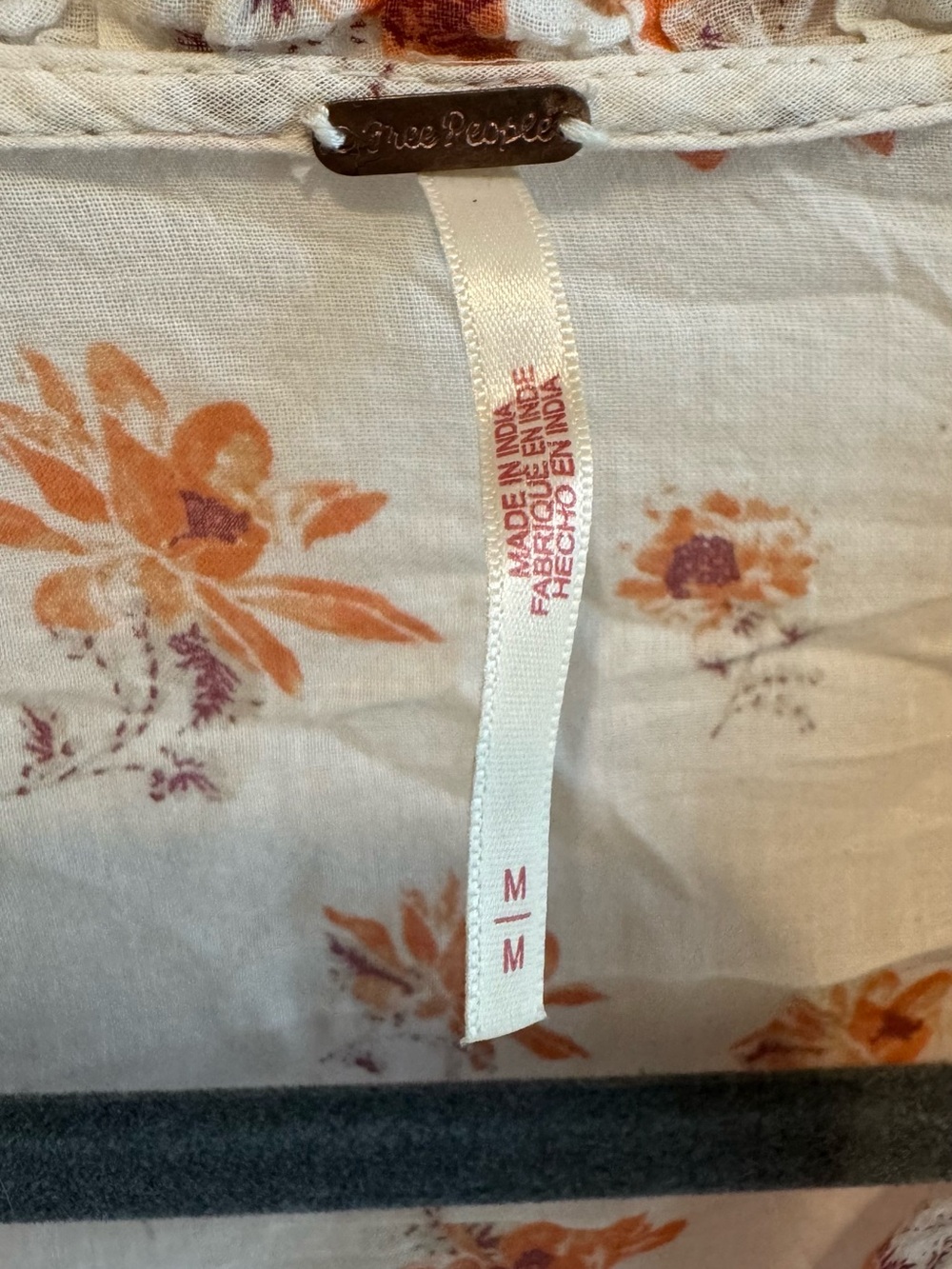 Free People - Floral Ruffle Wrap Blouse - Orange size M - Picture 3 of 3
